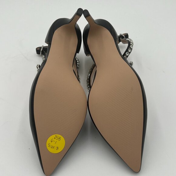 Black Studded Sexy Cross Strap High Heel Ankle Strap Pointed Toe Pumps Prom Shoe - Picture 6 of 7